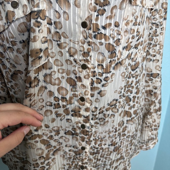 Roz & Ali Animal Print Sheer Blouse - Picture 6 of 10